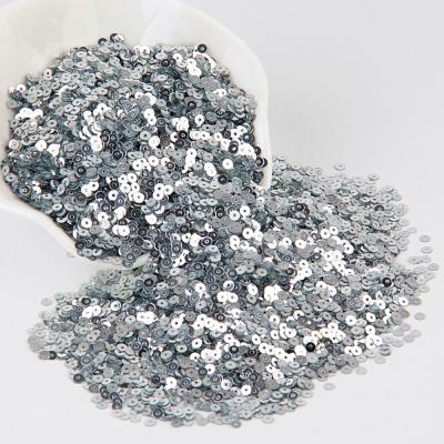 China 10g 3mm-50mm High Quality Viable Flat Round Loose Sequin PVC Paillette Sequin Material Silver Series Cup Viable For Handmade Diy Making for sale