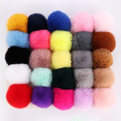 China Garment Rabbit Fur Pompom Ball For DIY Fur Bag Key Chain Charms With Fluffy Ball 6cm Bunny Real Rex Rabbit Fur Pompoms for sale