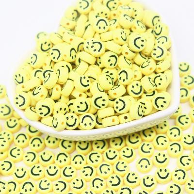 China Jewelry Making 7*4mm Smiley Face Beads Acrylic Round Yellow Plastic Smiley Bead Loose For DIY Jewelry Making Kids Educational Toys Craft Decor for sale