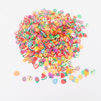 China Colorful Soft Lemon Kiwi Polymer Clay Fruit Slices Clay Sprinkles Bulk Slice DIY Handmade Decoration 5-7mm Mud Apple For Nails Art Sticker Decoration for sale