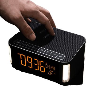 China 2021 New Arrival Bass Phone Function Mini BT Radio Led Night Light Speaker With Dual Alarm Clock Fm Radio Bedside Desk Lamp for sale