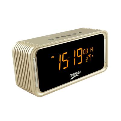 China Portable Phone Function DY33L Bedside Night Light Speaker Mini Wireless BT Portable Speaker with Alarm Clock Temperature Display for sale