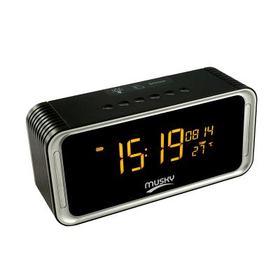 China Musk Wireless Cheap Alarm Clock Speaker BT 5.0 LED Screen MP3 Wireless Speaker for Home, Mini Bluetooth Home Theater Portable Outdoor USB for sale