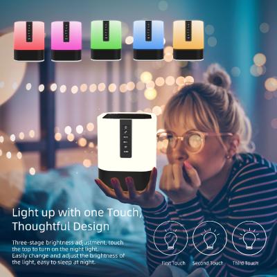 China Modern Night Light Touch Sensor Bedside Lamp with Bluetooth Speaker and Color Table Warm Changing Light Lamp Gift for Kids Friends LED for sale