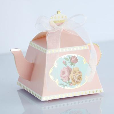 China Handmade Teapot Shape Wedding Favors Gift Candy Box Baby Shower Party Favor Paper Boxes for sale