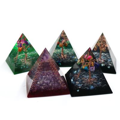 China Natural Europe Orgone Energy Tower Pyramid Stones Energy Converter Healing Magnetic Field Decoration Home Crafts for sale