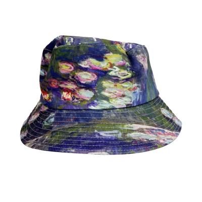 China Reversible Fashion Oscar-Claude Monet Custom Unisex Summer Fisherman Bucket Hat Sun Hats Cotton Embroidery Hats Casual Adult Gift for sale