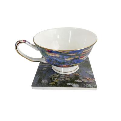 China Viable Coasters For Oscar-Claude Monet Square Mats Creative Ceramic Coffee Drink Mats Pads Sublimation Absorbent Cup Holders for sale