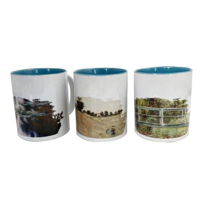 China Viable Mug Oscar-Claude Monet Strengthen Porcelain Ceramic Coffee Milk Tea Cup Gift Set Travel Sublimation Embossed Custom Made for sale