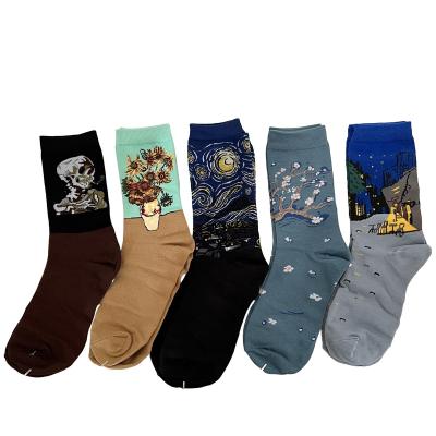 China Vincent Willem Van Gogh Crew Cotton Unisex Custom Casual Sports Breathable Adult Kids Socks Breathable Simple Compression Various for sale