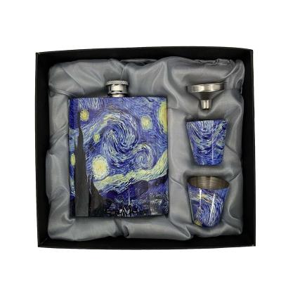 China Hip Flask Minimalist Gift Set Portable Stainless Steel Liquor Whiskey Alcohol Vincent Willem Van Gogh Mini Body Metal Pot Alcoholics for sale