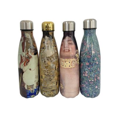 China 500ml Sustainable Gustav Klimt Custom Metal Water Bottle Cola Shape Stainless Steel Portable Flask Insulated Outdoor Sports Drinks Vacuum for sale