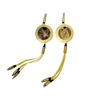 China MP3/MP4 Player Braided Cable USB Charger Gustav Klimt Mobile Phone Round Shape Magnetic USB 3 In 1 Type-C Micro-USB Line Of Sight Cable Watch for sale