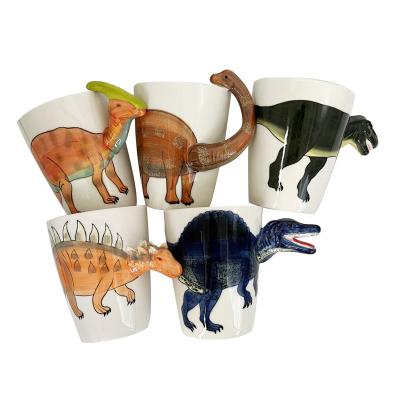 China Dino Animal Mug New Bone China Cartoon Ceramic Coffee Milk Tea Cup Sustainable Cute Gift Eco-Friendly Travel Sublimation Embossed for sale