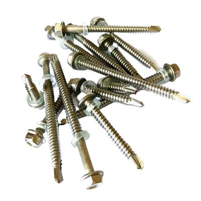 China MINGLU Hex Gasket 50 Pieces Hex 410 ISO15480 Stainless Steel Self Tapping Gasket Self Tapping Screws St6.3X 75mm Pack for sale