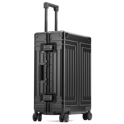 China New fashion style all pure large capacity aluminum frame luggage alloy magnesium metal suitcase password case for sale