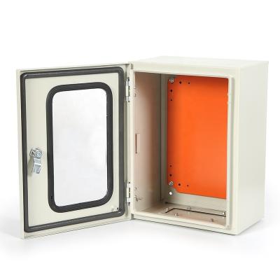 China Distribution Terminal WALL MOUNT ENCLOSURE SHEET STEEL CONTROL BOX WITH PLEXIGLASS WINDOW for sale