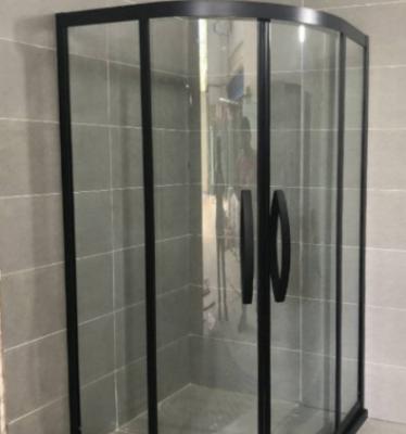 China Modern Contemporary Double Sliding Prefab Frameless Area Standing Shower Rooms Fitting Glass for sale