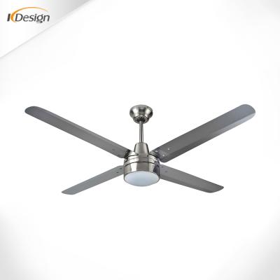 China Silver Ceiling Spotlight 48 Inch Copper Motor Ceiling Fan No Noise Stainless Steel High End Ceiling Fans With Remote Control for sale