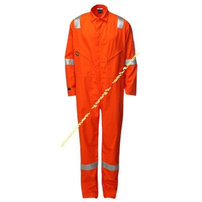 China Fire Retardant Coverall Inclined Chest Pockets Design Fire Retardant Safety Orange Coveralls With Reflective Tape for sale