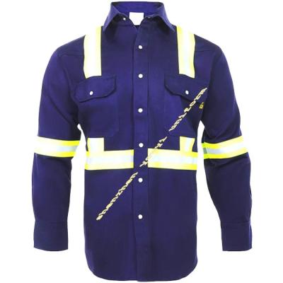 China Fire Retardant Coverall High Visibility Long Sleeves Safety Uniform Shirt And Pant For Construction Working Clothing for sale