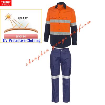 China UV Protective Shirt and Pant Dual Tone To Color Hi Strength Reflective Shirt UV Protection Shirt and Pant for Construction Workwear Clothing for sale