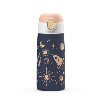 China Sustainable New Design Kids Child Cute Design Insulated Stainless Steel Water Bottle With Outer Space Copy Space for sale