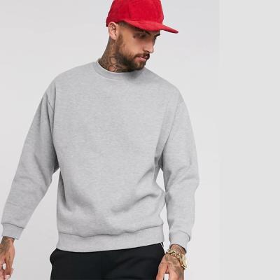 China Custom Made High Quality Embossed French Terry Gray Crew Neck Men Anti Wrinkle Sweatshirts for sale