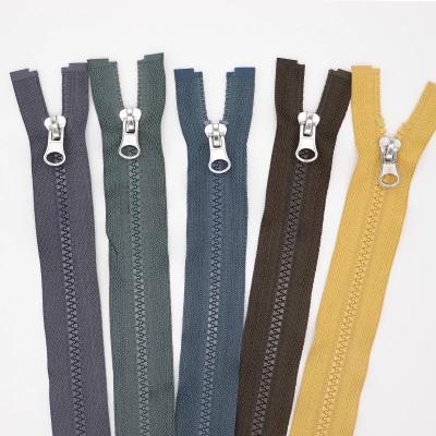 China Custom Other Size High Quality Logo Zippers Fancy Open End Separating Resin Zippers For Hoodies Bags for sale