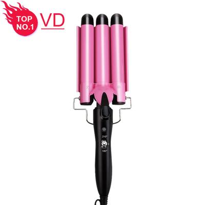 China Outdoor Hair Curler Iron 3 Barrel 25-32mm Large Barrel Wand Wave Curling Ceramic Beach Curling Wave Hair Curler Long Stay Automatic Hair Curler for sale