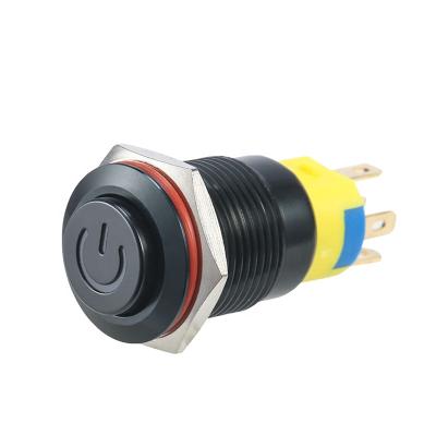 China Black Brass/Stainless/Alu KANGERLE 16mm Metal Push Button Switch With Waterproof LED Power for sale