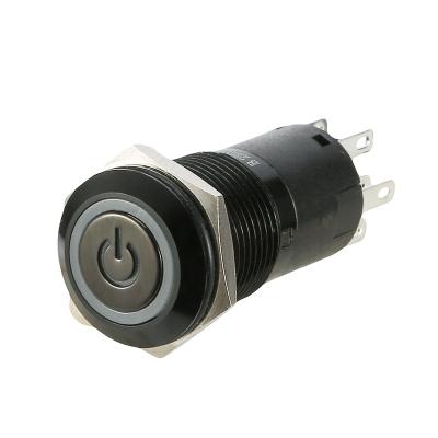 China Black Brass/Stainless/Alu KANGERLE 16mm Metal Push Button Switch With LED Water Resistant Power 2NO2NC for sale