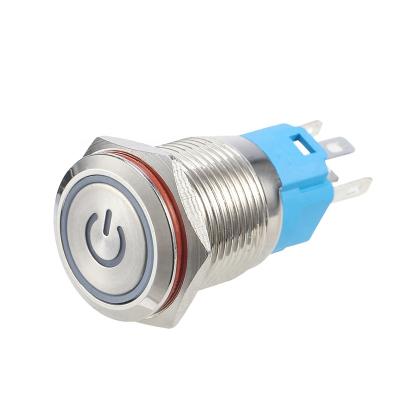 China Brass/Stainless/Alu Chinakel 16mm Metal Push Button Switch With Power LED Water Resistant Flat Head for sale