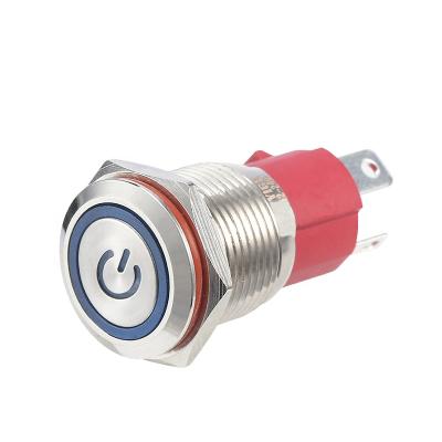 China Brass/Stainless/Alu Chinakel 16mm Metal Push Button Switch With Waterproof Power LED Flat Head for sale