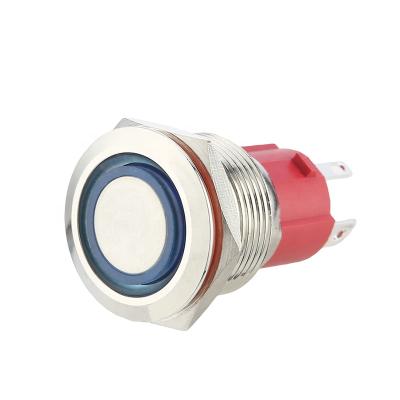 China Control System Metal Electronic Push Button Switch With Circle LED 19mm Flat Head Chinakel for sale