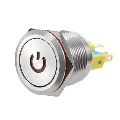 China Chinakel 22mm Stainless Steel Push On Button Metal Push Button Switch with Momentary LED Power for sale