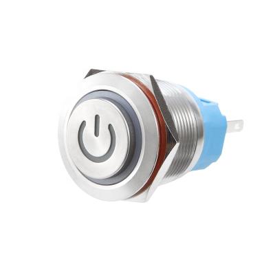 China Stainless/Brass/Alu Chinakel Momentary Switch 22C Push Button Metal Circle High Power On Button Push With Power LED for sale