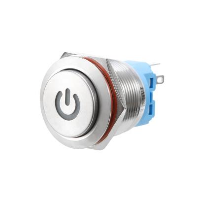 China Chinakel Stainless Steel 22mm Push On Button Metal Push Button Switch High Power LED Head for sale