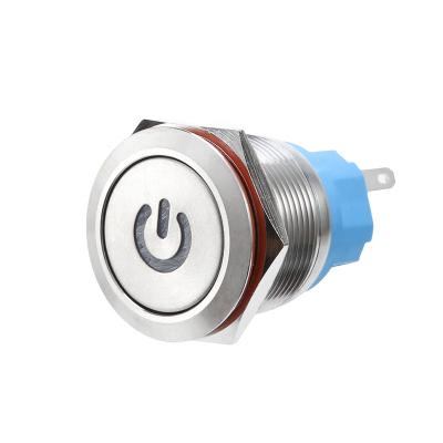 China Chinakel 22mm Stainless Steel Push On Button Metal Push Button Switch with Momentary LED Power for sale