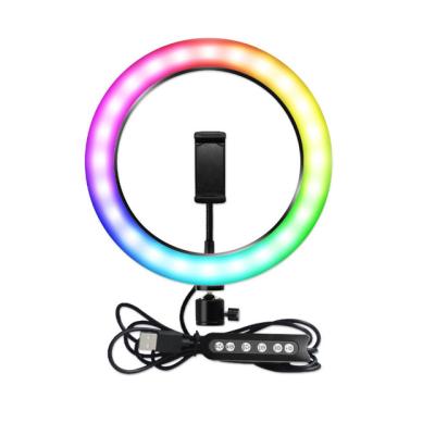 China Aluminum Alloy Base Shell + Black Baking Varnish Bracket + PVC Mask 14 inch 36cm RGB 2100lm Full Color LED Ring Light for sale