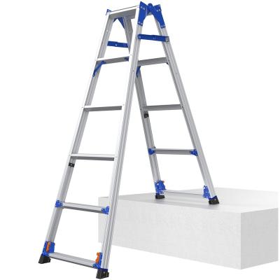 China Folding Ladders Double Side Aluminum Herringbone Ladder With Adjustable Feet for sale