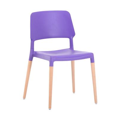 China (Height)Especially Fashionable Adjustable Cheap Classic Leisure Dining Plastic Chair With Wooden Legs for sale