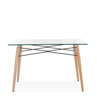 China (Size) high quality modern adjustable tempered glass dining table with metal frame for sale