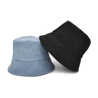 China Winter Color Fashion Sale Corduroy Bucket Hat High Quality Warm Pure Warm Bucket Hats Reversible Fisherman Bucket Hats for sale