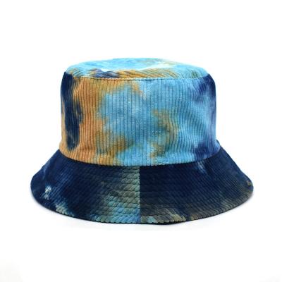 China 2022 Hot Sale Fashion Tie Dye Unisex Corduroy Bucket Floppy Hat Multi Colors Fisherman Hat Hip Hop Bucket Hat Fashionable Graffiti for sale