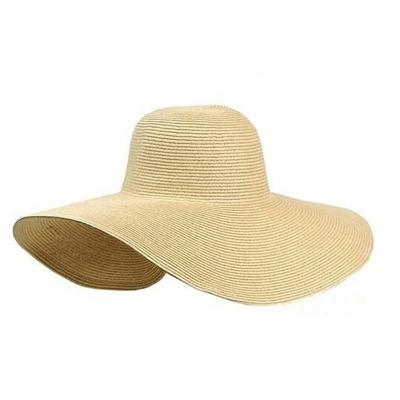 China Travel Sale Straw Hat Women Summer Solid Color Seaside Sun Beach Wide Brim Oversized Comfortable Foldable Soft Disc Hat Big Straw Hats for sale