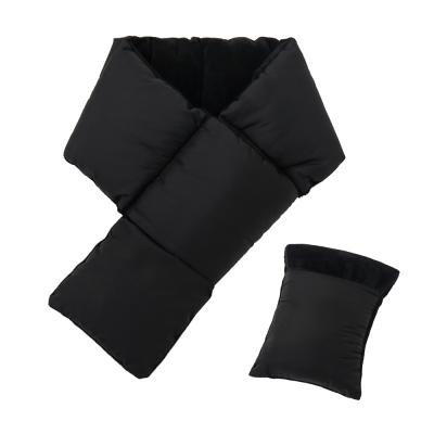 China Comfortable Unisex Winter Pocket Stripper Scarf Quilted Pull Through Wrap Cross Scarf Neck Travel Space Home Cotton Down Neck Warmer Scarf for sale