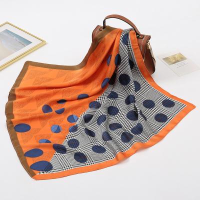 China New Fashion Digital Printing Square Scarf Head Accessories Adjust Satin Hijab Scarf Foulard Geometric Design Satin Square Scarf for sale