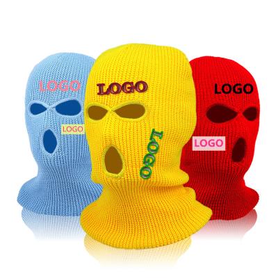 China 2022 Pure COMMON Hole Ski Mask Beanie Hats Winter Color 3 Face Mask Custom Knitted Balaclava Outdoor Sport Face Cover Ski Balaclava for sale