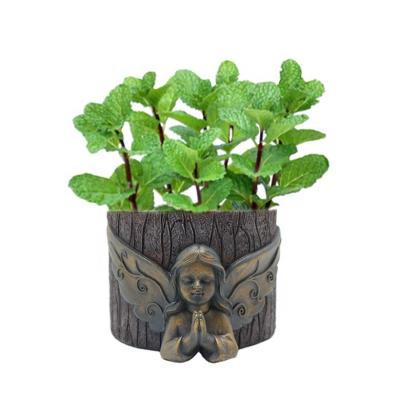 China Vivid and beautiful hot creative fairy decoration new flower pot resin succulent statue sales for sale